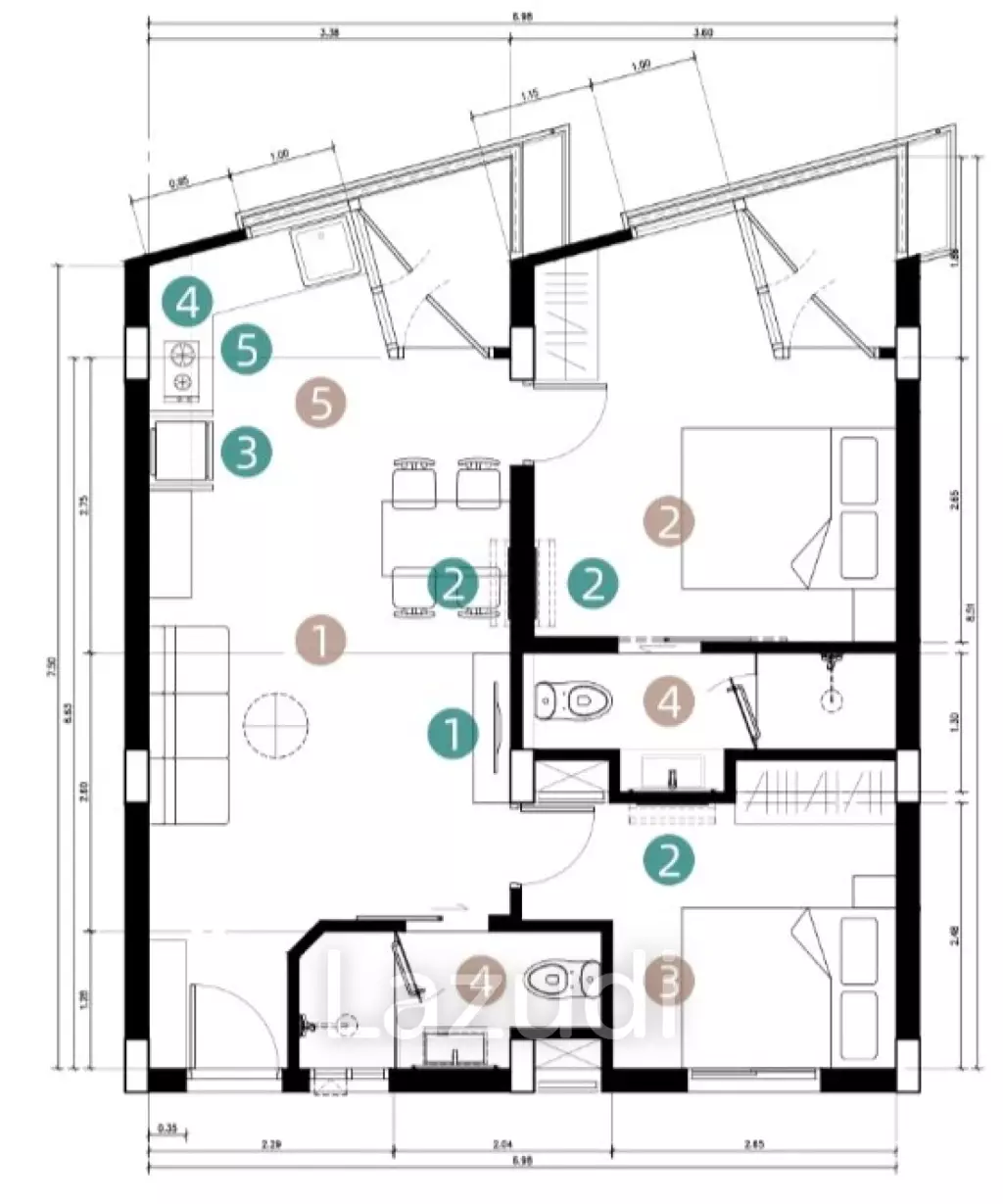 [Foreign-Quota] 2-Bed 58.85 sqm at Wing Samui Phase 1