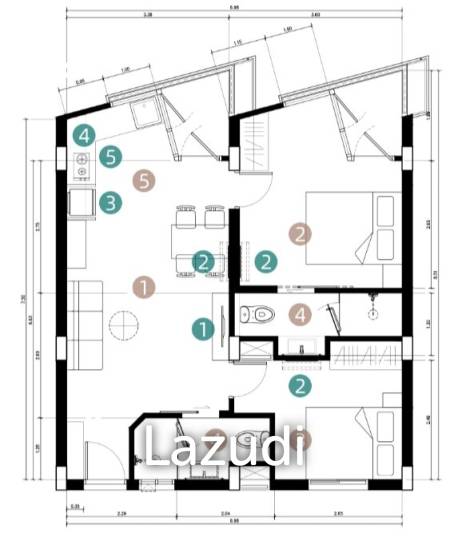 [Foreign-Quota] 2-Bed 58.85 sqm at Wing Samui Phase 1