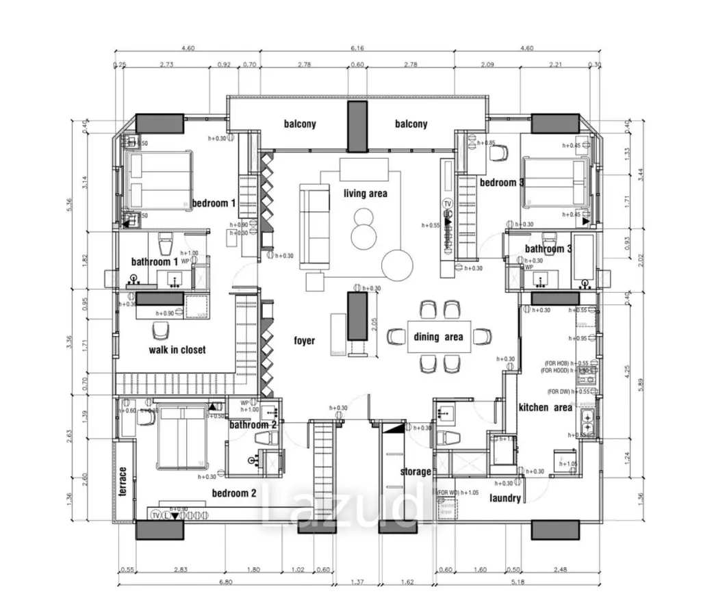 3 Bed 4 Bath 181 SQ.M Grand Diamond Pratunam