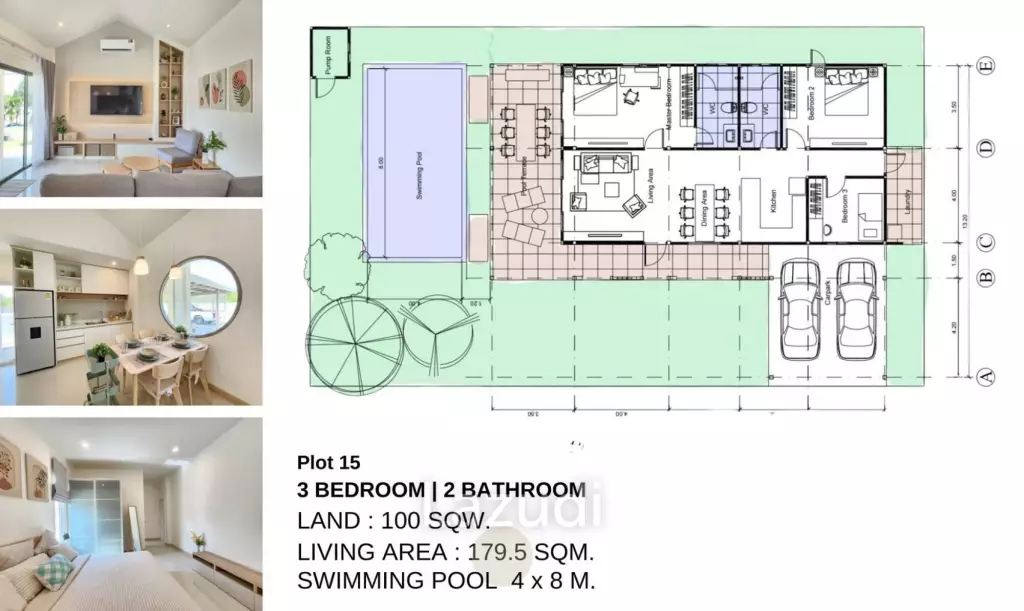 3 Bed 2 Bath 179.5 SQ.M Baan Rom Dee Hua Hin
