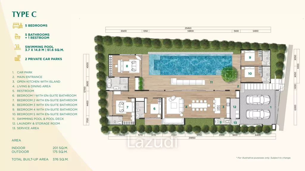 5 Bed 5 Bath 383.46 SQ.M The Shann Villas
