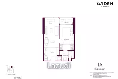 1 Bed 1 Bath  45 SQ.M. Widen By Sansiri