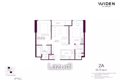 2 Bed 2 Bath 63.75 SQ.M. Widen By Sansiri