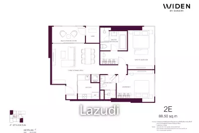 2 Bed 2 Bath 88.5 SQ.M. Widen By Sansiri