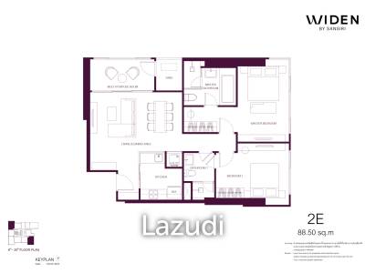 2 Bed 2 Bath 88.5 SQ.M. Widen By Sansiri