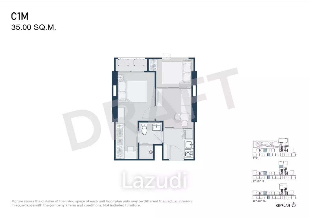 1 Bed Plus 1 Bath 35 SQ.M Life Udomsuk Station