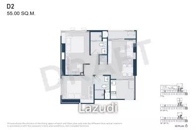 2 Bed 2 Bath 55 SQ.M Life Udomsuk Station