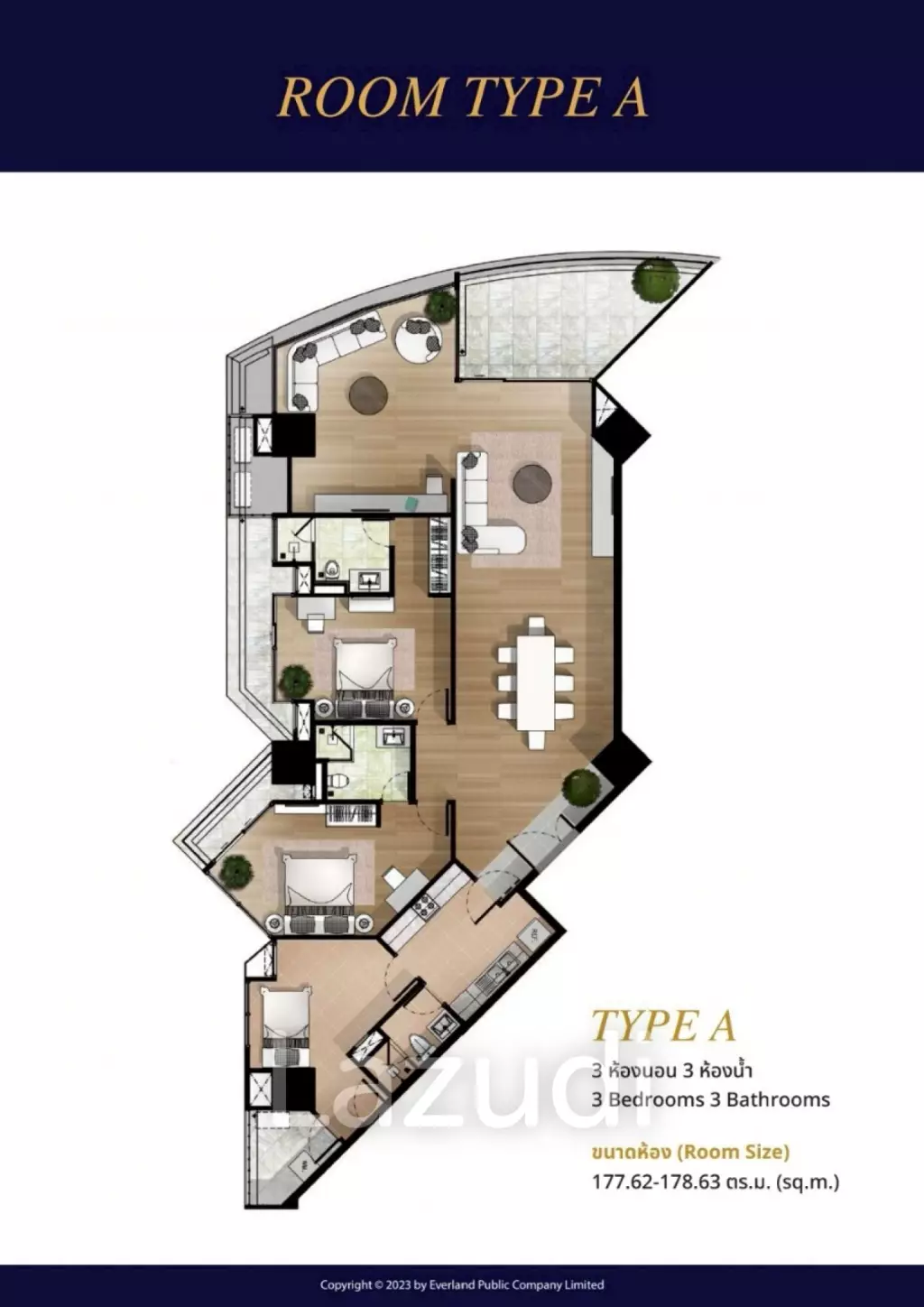 3 Bed 3 Bath 177 SQ.M. My Resort @ River