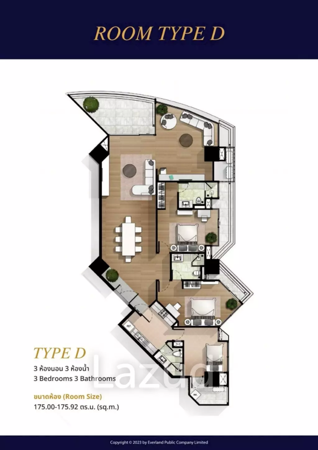 3 Bed 3 Bath 179 SQ.M. My Resort @ River