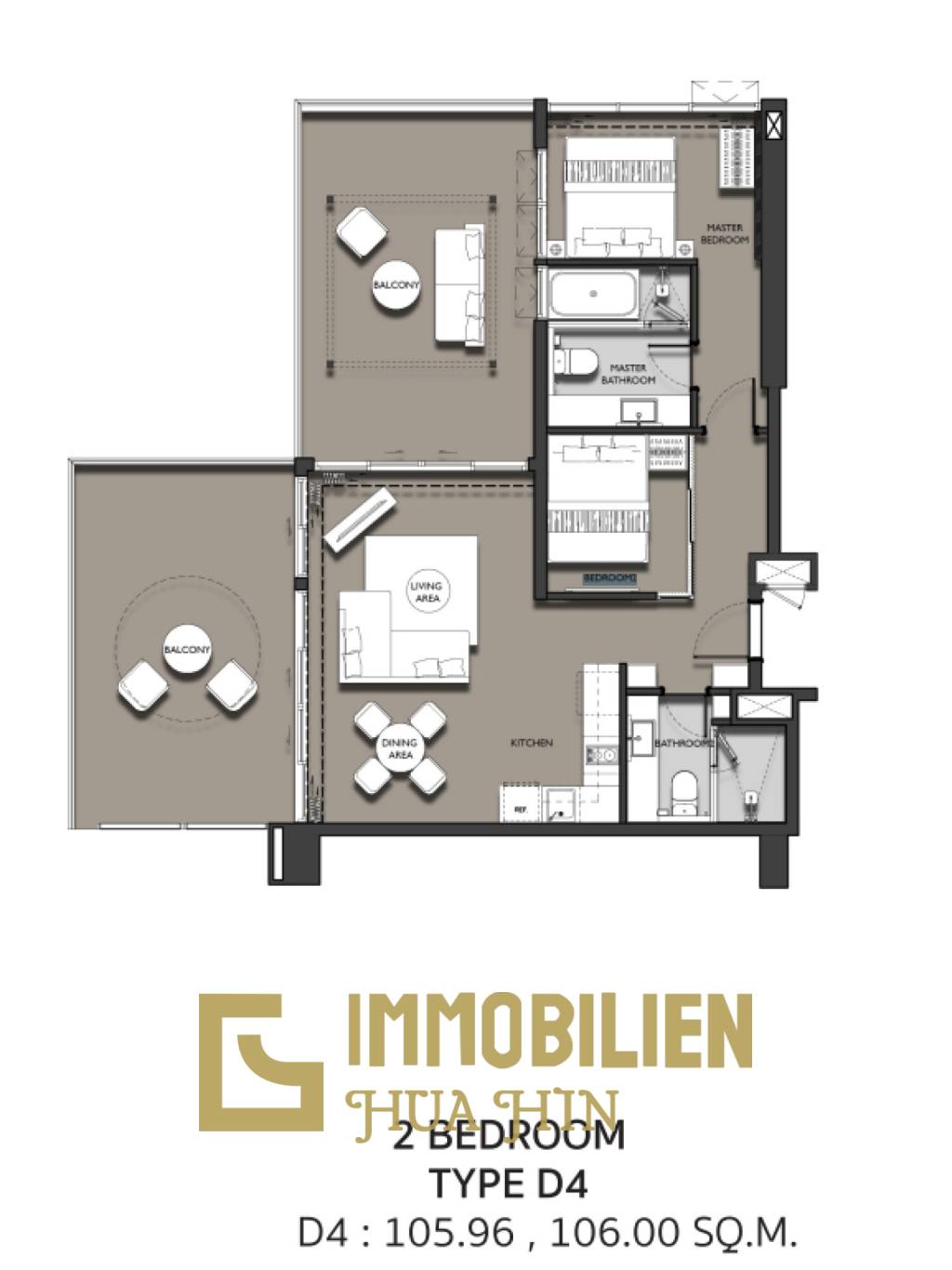 VEHHA Hua Hin: Luxuriöse 2-Schlafzimmer-Eigentumswohnung mit atemberaubendem Meerblick