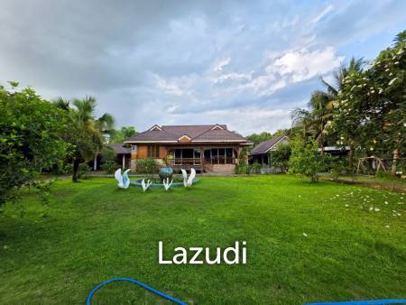 ขายบ้านในสวน 3 ห้องนอนและอาคารเอนกประสงค์ที่ อ.สันทราย