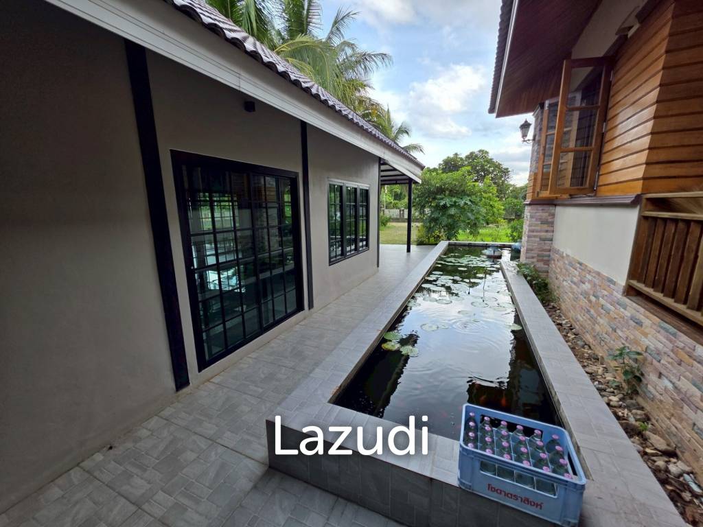 ขายบ้านในสวน 3 ห้องนอนและอาคารเอนกประสงค์ที่ อ.สันทราย