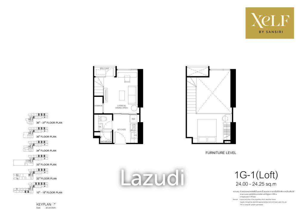 1 Bed Loft Design 33.75 SQ.M. at Xelf By Sansiri