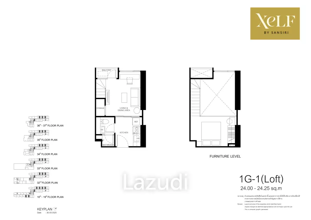 1 Bed Loft Design 33.75 SQ.M. at Xelf By Sansiri