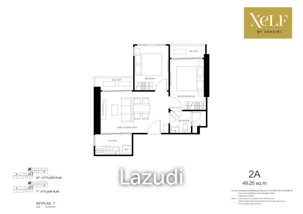 28 sqm high-rise condo at XELF by Sansiri in Khlong Toei Bangkok