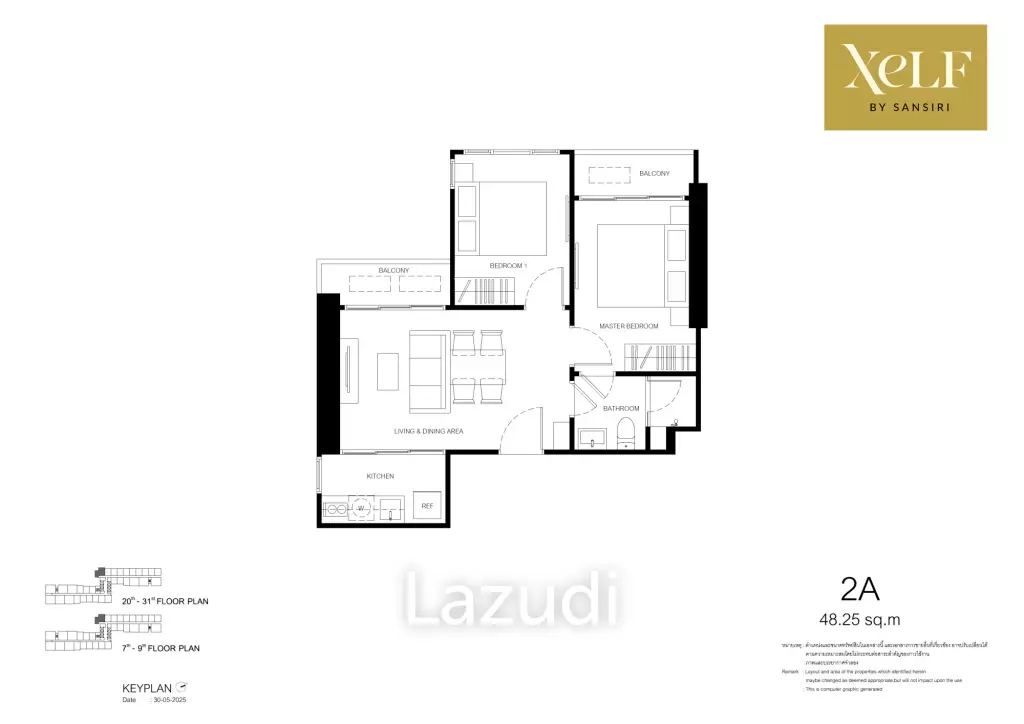 28 sqm high-rise condo at XELF by Sansiri in Khlong Toei Bangkok