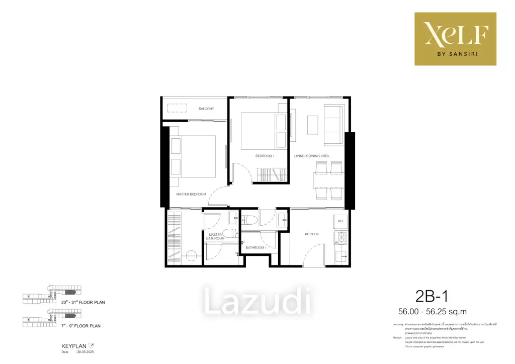 2 Bed 2 Bath 55 SQ.M. Xelf By Sansiri