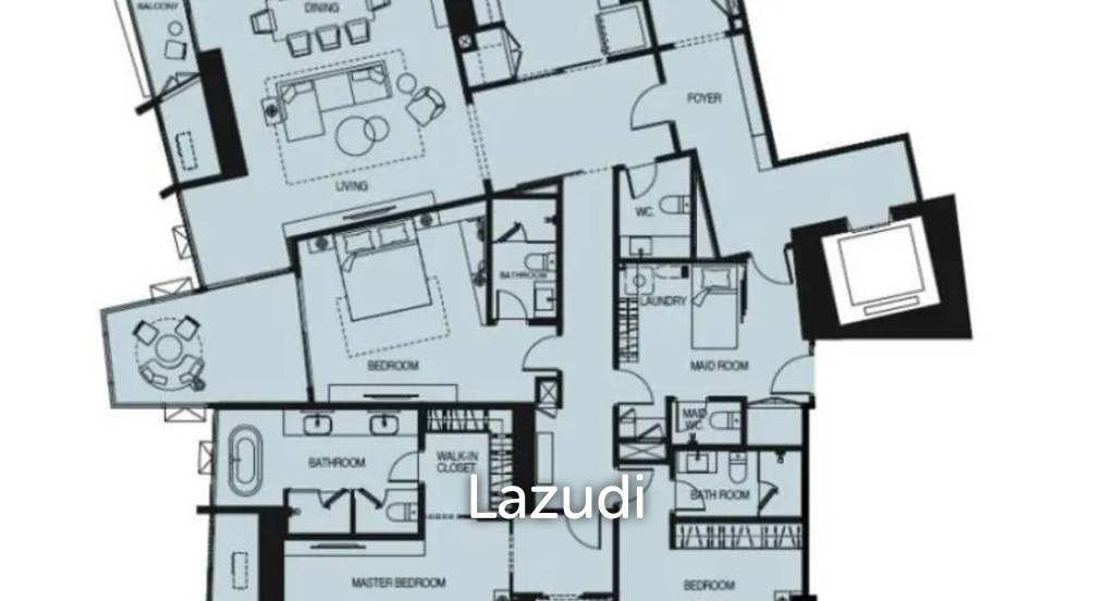 Penthouse3 Bed 4 Bath  265 SQ.M Wan Vayla Na Chaophraya