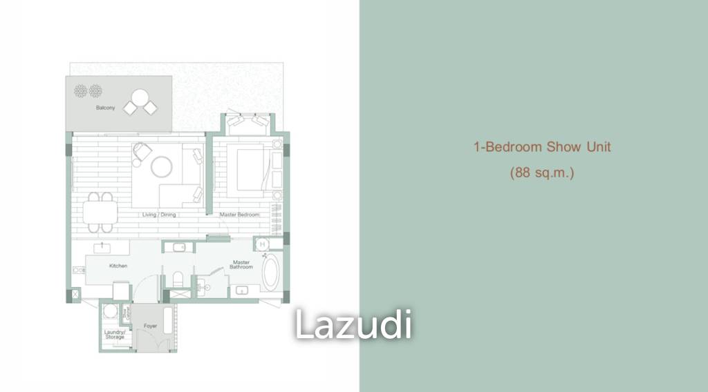 1 Bed 1 Bath 88 SQ,M Dusit Ajara Hua Hin