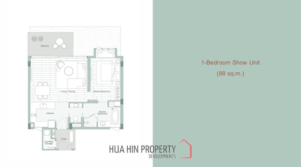 66 sqm 1 Bedroom Condo in Dusit Ajara Hua Hin, Cha-Am