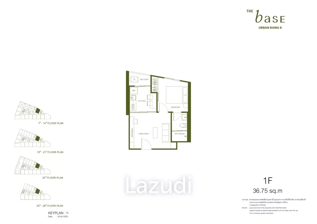 1 Bed 1 Bath 36 SQ.M. The Base Urban Rama 9