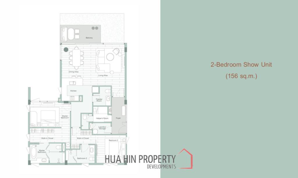 156 sqm garden access 2 bedroom condo Dusit Ajara Hua Hin Cha-Am