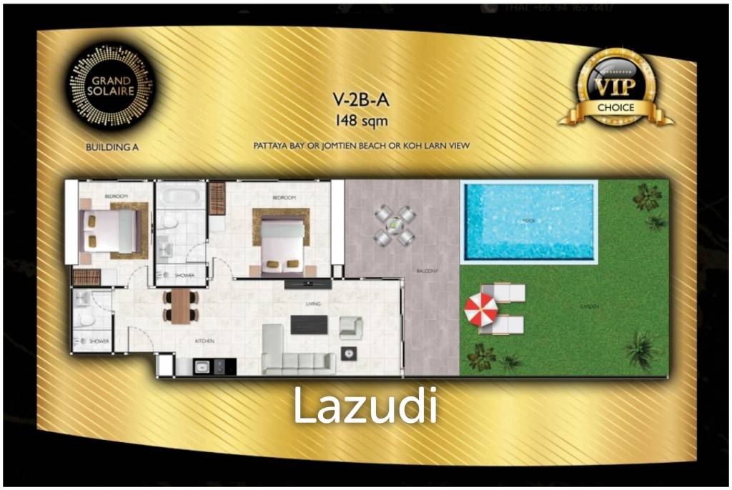 2 Beds 2 Baths 148 SQ.M. Grand Solaire Pattaya