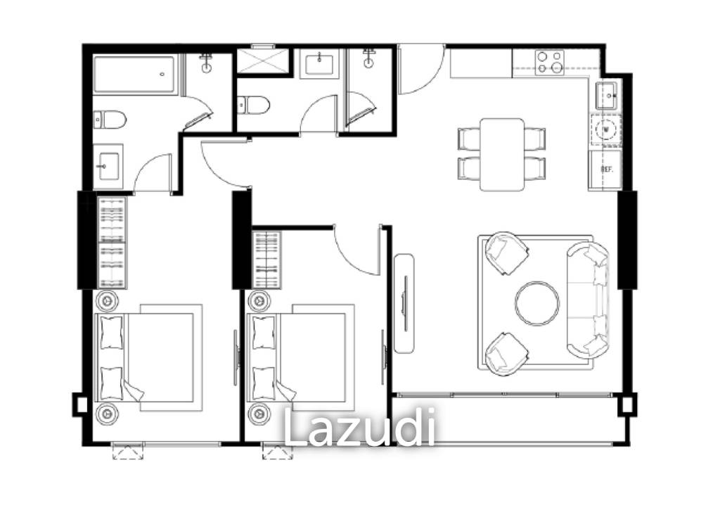 2 Bedroom 2 Bathroom 85.30 SQ.M. Tait Pattaya