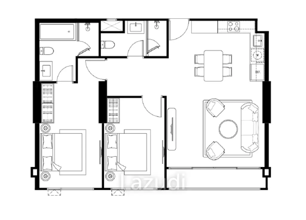 2 Bedroom 2 Bathroom 85.30 SQ.M. Tait Pattaya