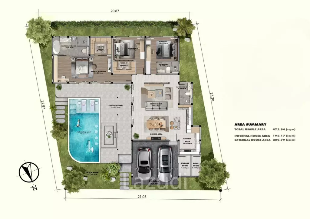 3 Bed 3 Bath 472.96 SQ,M Phu Khao Hua Hin Residence