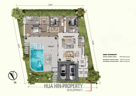 3 Bed 3 Bath 427.96 SQ,M Phu Khao Hua Hin Residence