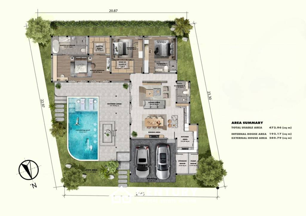 3 Bed 3 Bath 472.96 SQ,M Phu Khao Hua Hin Residence