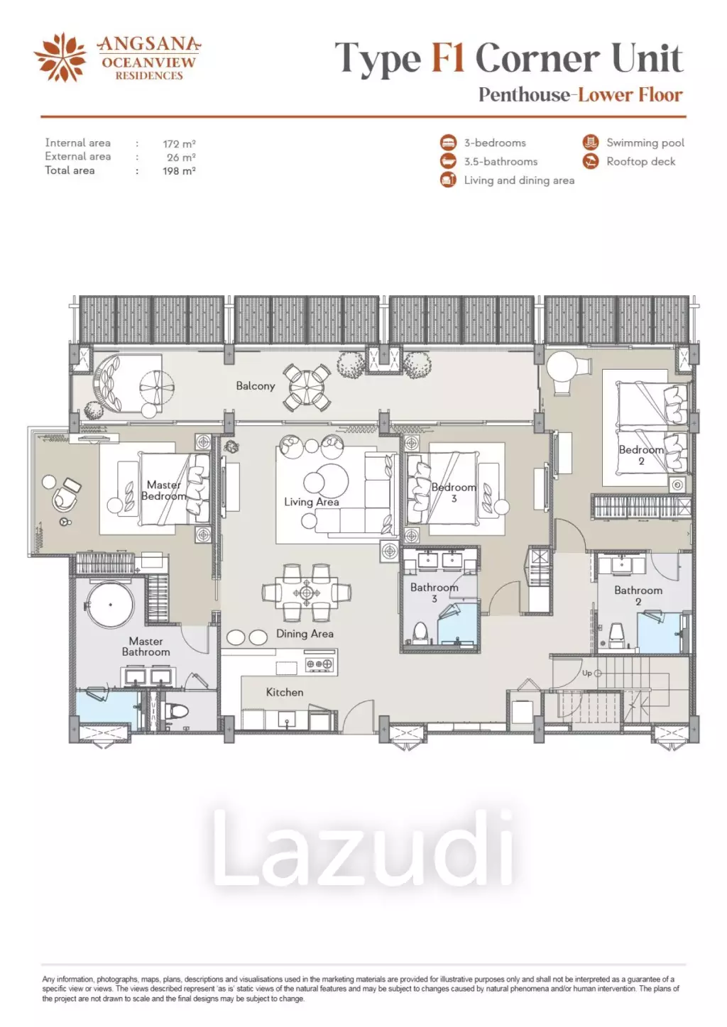 3 Bed 3 Bath 400 SQ.M  ANOV (Angsana Oceanview Residences)