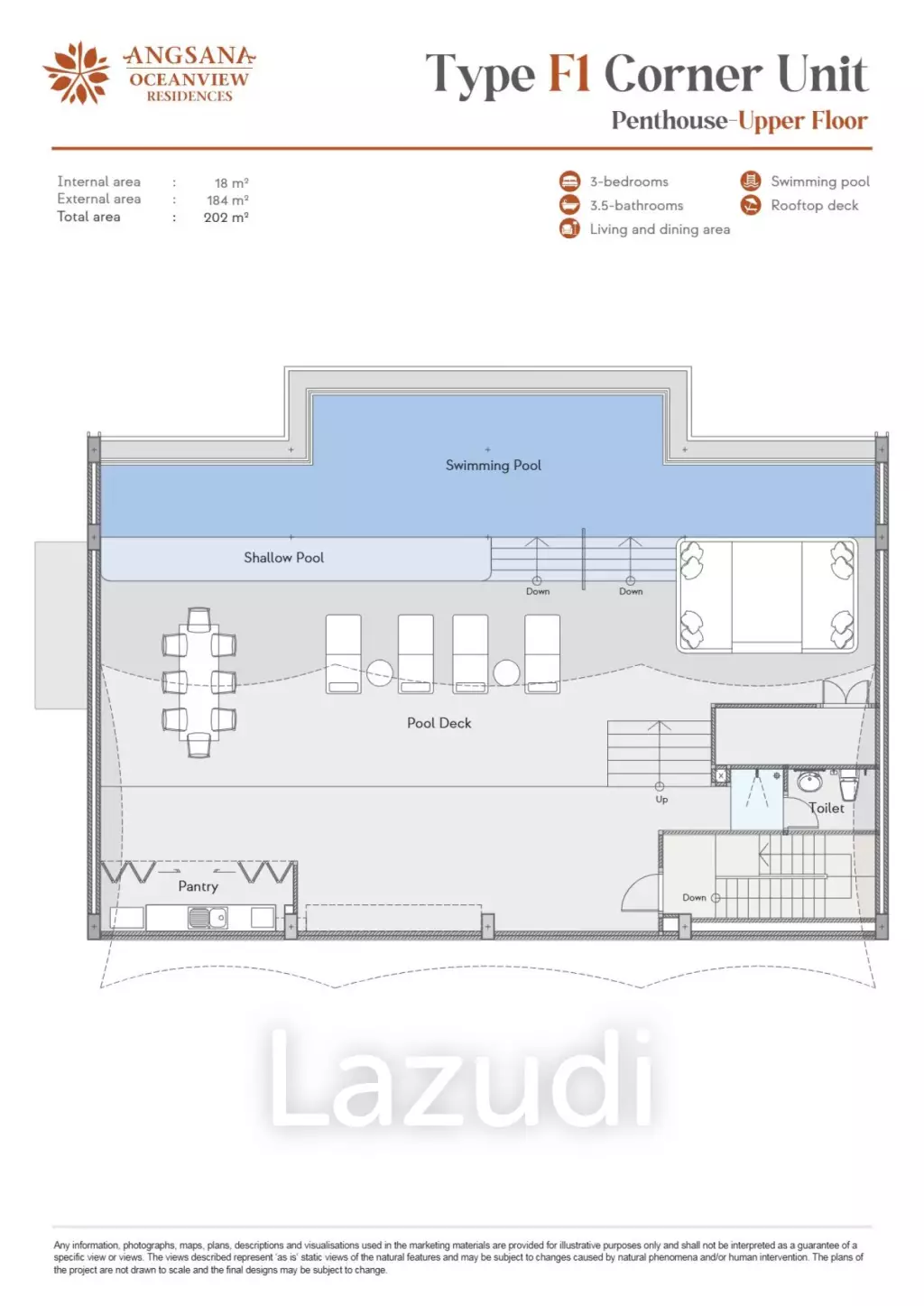 3 Bed 3 Bath 400 SQ.M  ANOV (Angsana Oceanview Residences)
