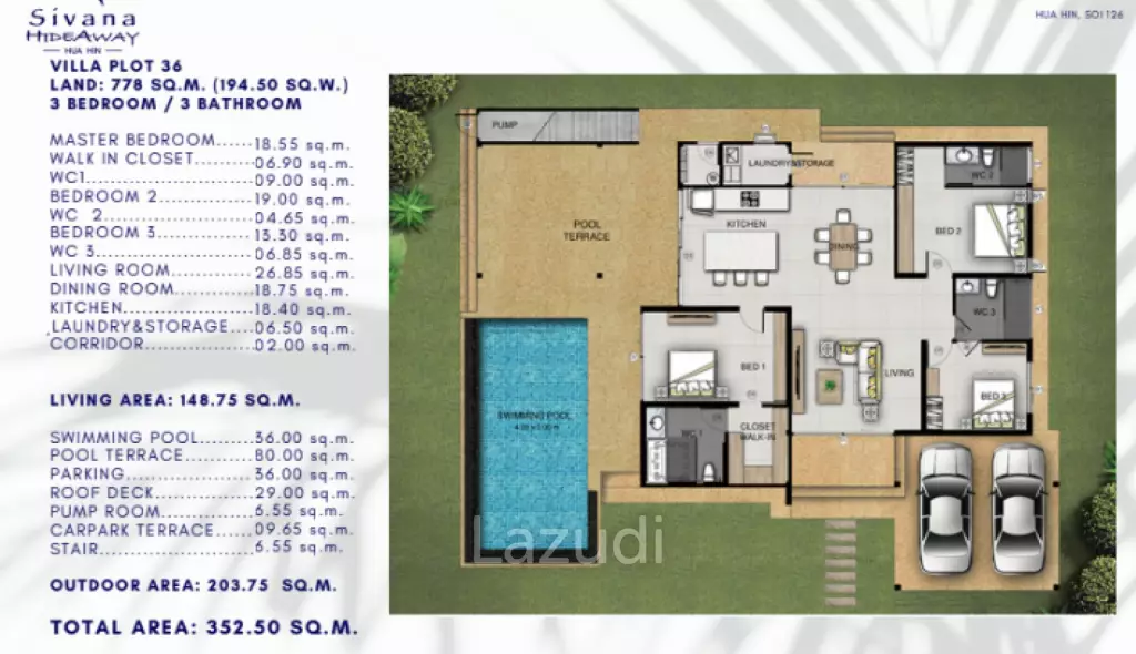 3 Bed 3 Bath 352.50 SQ,M Sivana Hideaway Phase 1