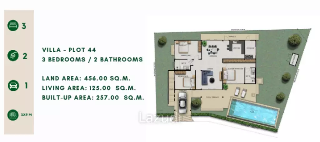 3 Bed 2 Bath 257 SQ,M Sivana Gardens Pool Villas