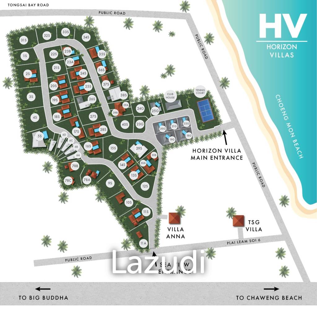 Sea View Plot in Gated Community Near Choeng Mon Beach