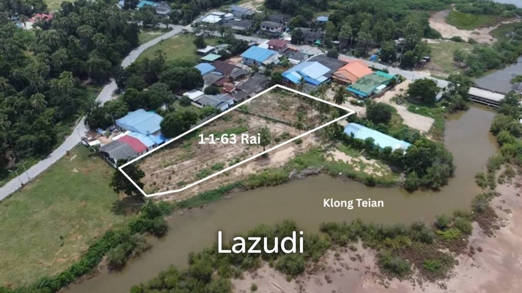 Prime Freehold Canal Front 1-1-63 Rai Land in Cha Am