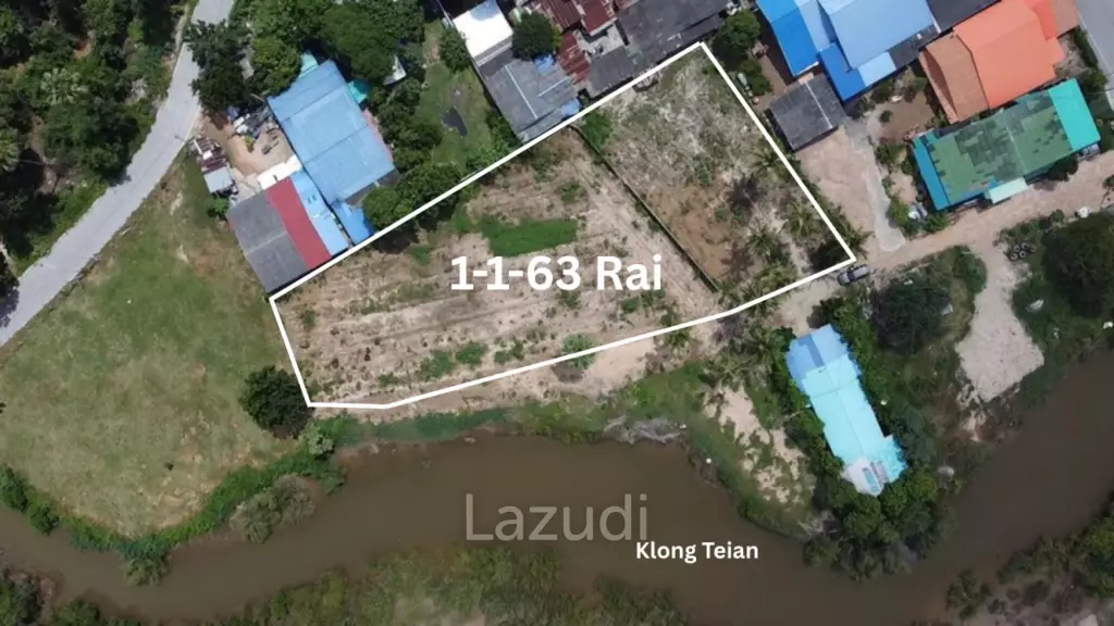 Prime Freehold Canal Front 1-1-63 Rai Land in Cha Am