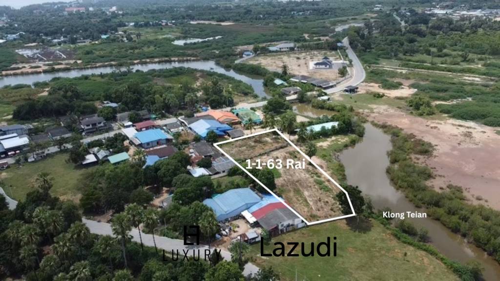 Prime Freehold Canal Front 1-1-63 Rai Land in Cha Am
