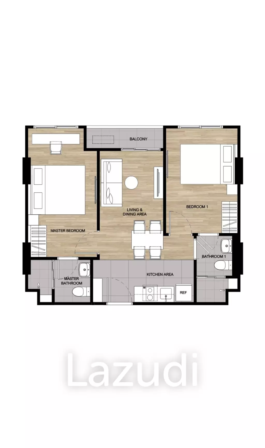 2 Bed 2 Bath 51.50 SQ.M Dcondo Cove