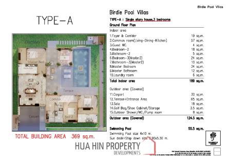 369 sqm 3-Bed Pool Villa in The Birdie Pool Villas Hin Lek Fai Hua Hin