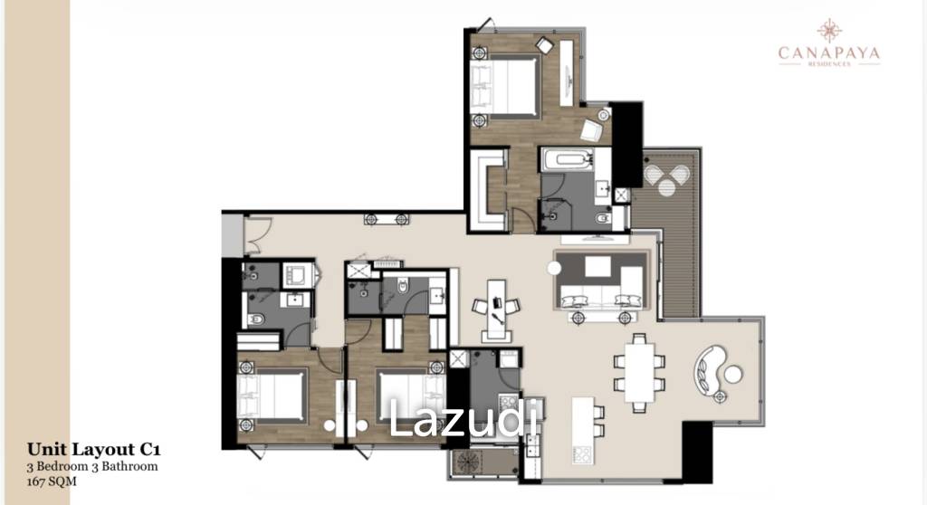 คอนโดหรูใหม่ 3 ห้องนอนใน Canapaya Residences บางขฬ, กรุงเทพ