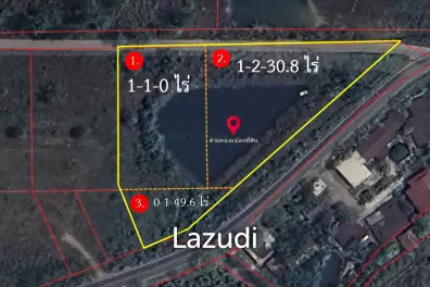 3 Rai Land for Sale Corner plot with pond at Huai Sai Mae Rim