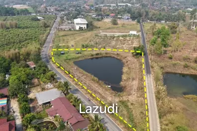3 Rai Land for Sale Corner plot with pond at Huai Sai Mae Rim