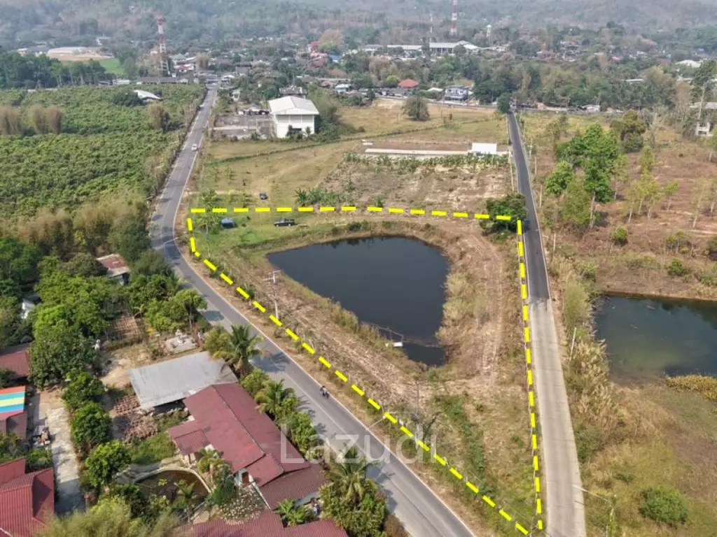 3 Rai Land for Sale Corner plot with pond at Huai Sai Mae Rim