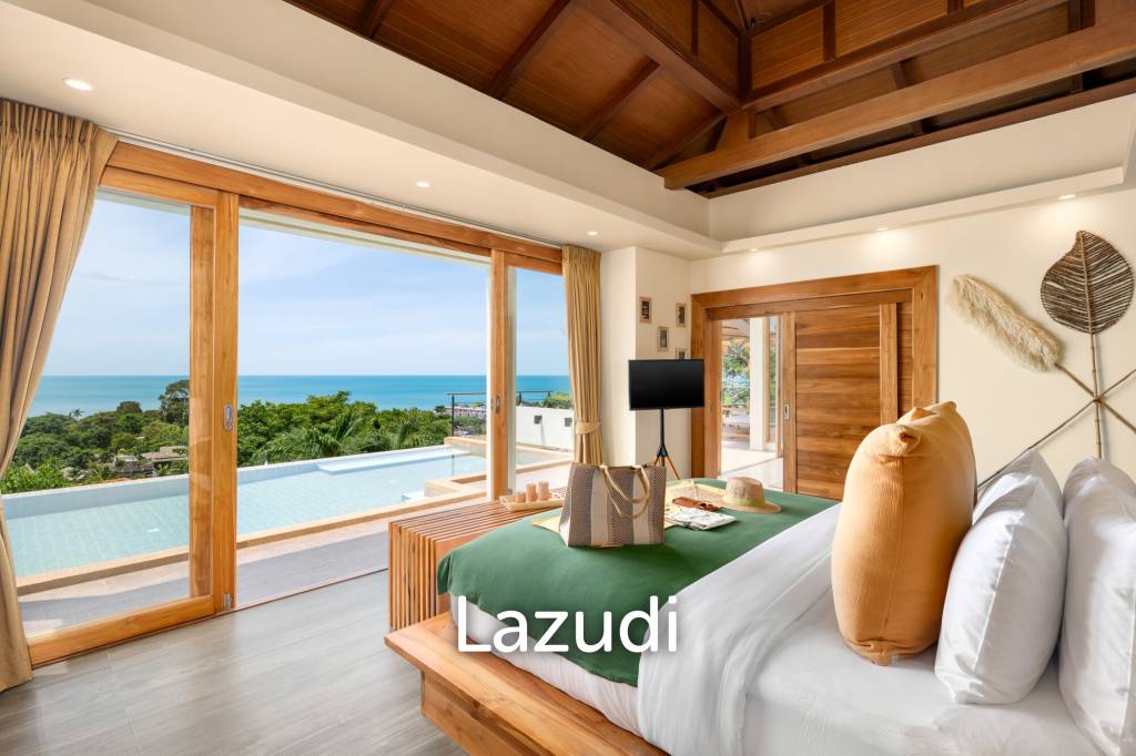 Panoramic Ocean View Bali Style Villa in Lamai - 600 meter to The Beach