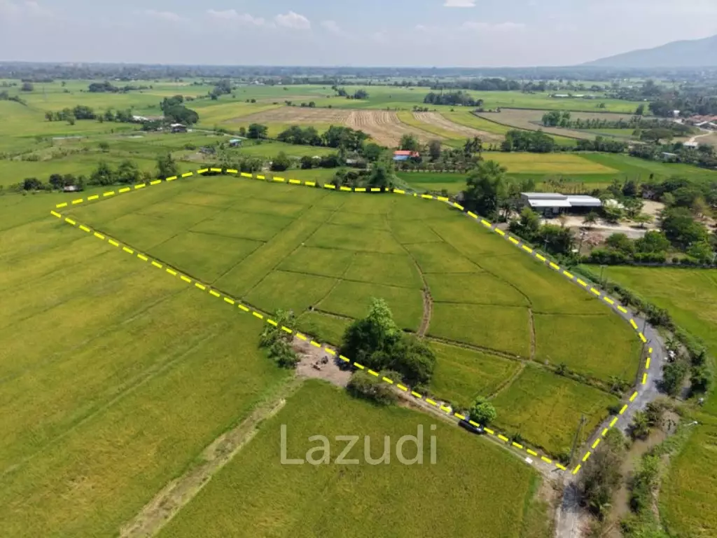 13 Rai Land for Sale, Rice field and Mountain view in San Pong