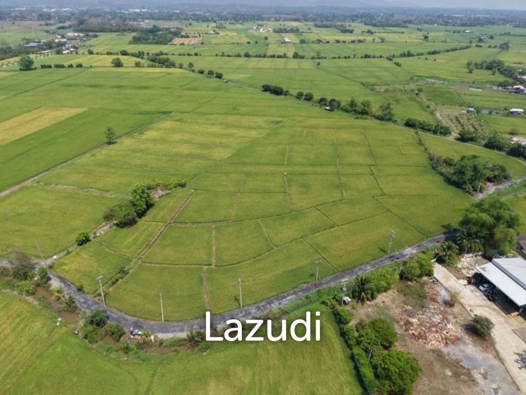 13 Rai Land for Sale, Rice field and Mountain view in San Pong