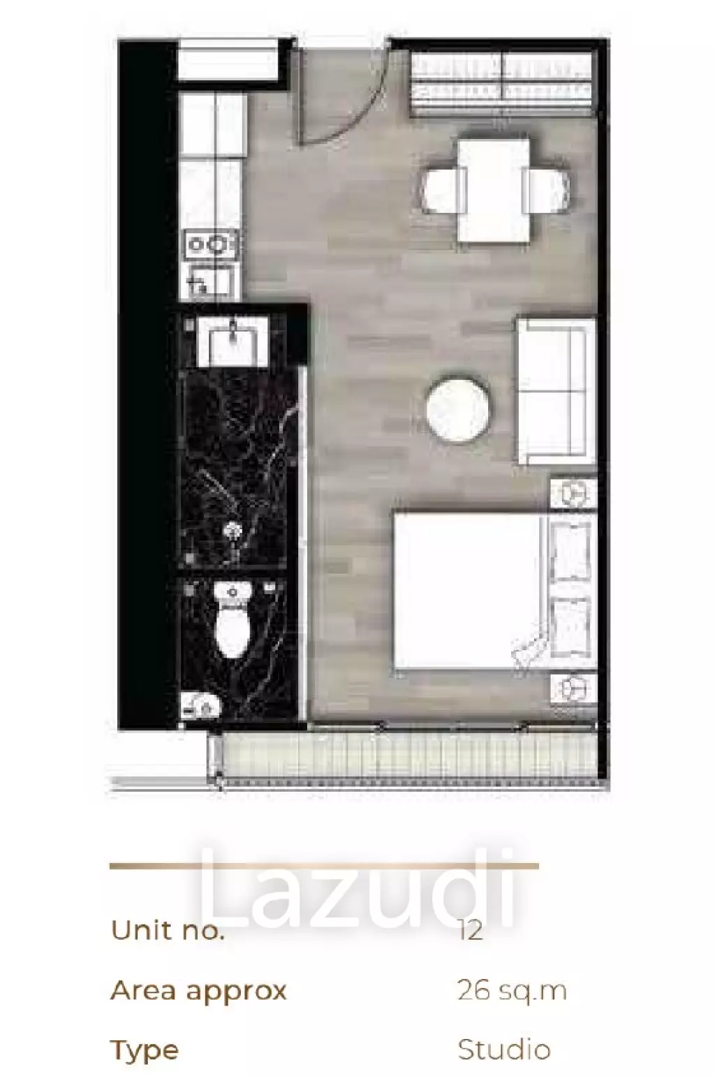 Studio 26sq.m Hampton Residence next to Emporium